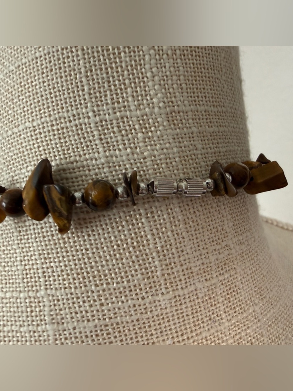 Tiger Eye Chip Bead Necklace with Heart Pendant - Picture 5 of 5